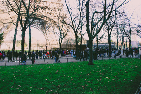 Eiffel Tower in Paris, France. Postcard of Parisのeditorial素材