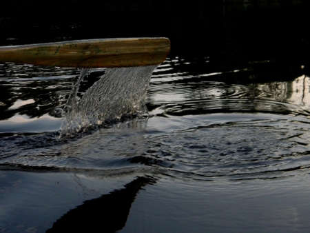 rowing a boat in a lakeの写真素材