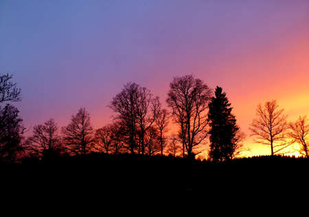 a sunset creates a rainbow of colorsの写真素材