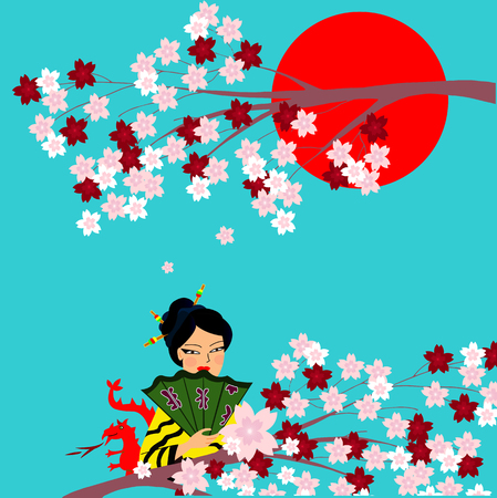 symbols of Japanese culture in one pictureのイラスト素材