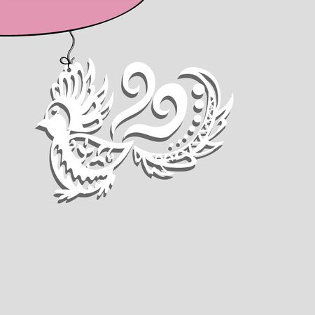 paper bird on a stringのイラスト素材