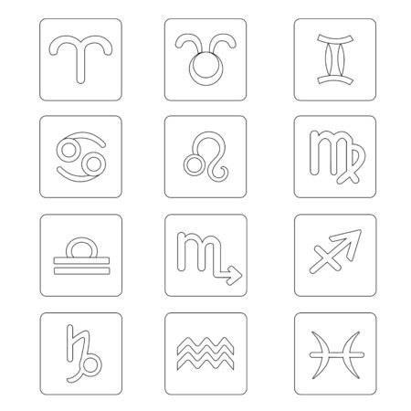 signs of the zodiac in a line styleのイラスト素材