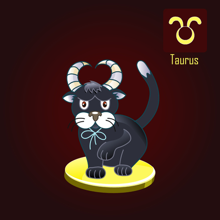 Taurus zodiac sign as a beautiful catのイラスト素材