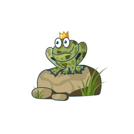Princess Frog on a rock waiting for loveのイラスト素材