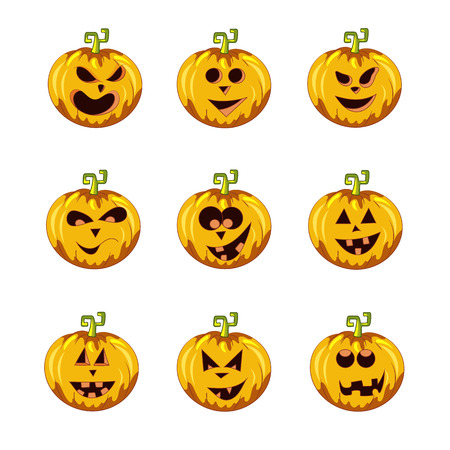 Set of variants carved pumpkin smileysのイラスト素材
