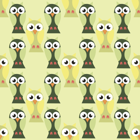 Seamless pattern with colorful owls - vector illustrationのイラスト素材