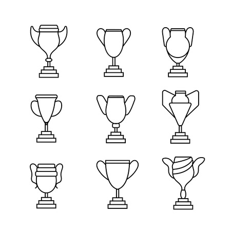 Winner's award set line golden goblet icon vector illustration isolatedのイラスト素材