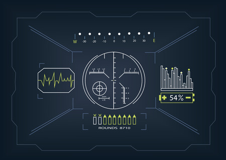 Touch HUD round interface with high tech isolated vector illustrationのイラスト素材