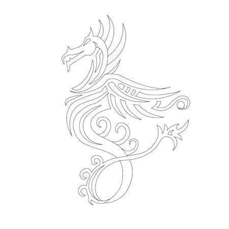 Dragon tattoo or emblem Traditional Chinese Asian style. The symbol of wealth and luxury vector illustrationのイラスト素材