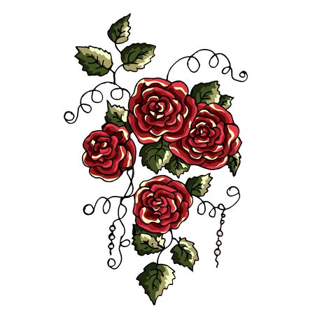 Beautiful summer pattern of flowers. Decoration from roses on a white background. Fashion in a vector illustrationのイラスト素材