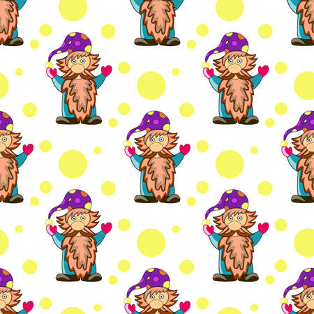 Dwarf in a hat seamless pattern. Circus show vector illustrationのイラスト素材