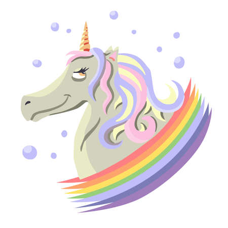 Unicorn and rainbow. Children's tale. Magic art. Flat. Vector illustrationのイラスト素材