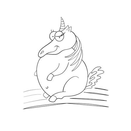 Magic unicorn. Children's tale. Magic line art. Vector illustrationのイラスト素材