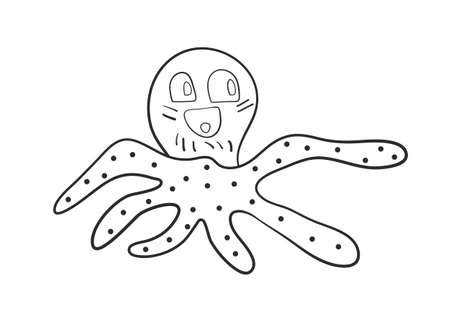 Octopus. Sea creature. Line on a white background. Vector illustrationのイラスト素材