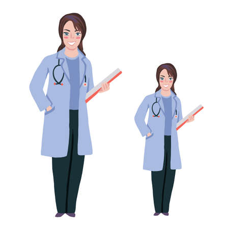 Medical doctor woman therapist isolated on white background. Health, medicine. vector illustrationのイラスト素材