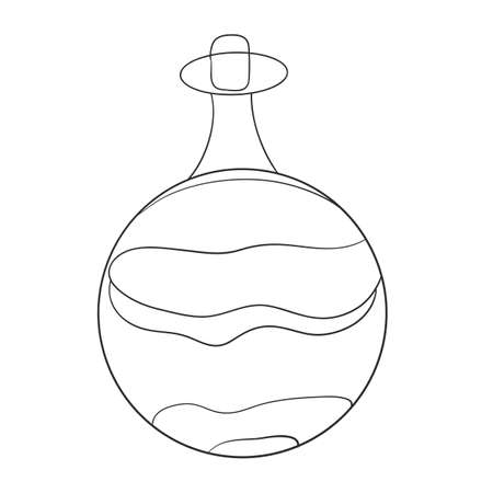 glassflask. Alchemy. medicine experience. Line style isolated on white background. vector illustrationのイラスト素材