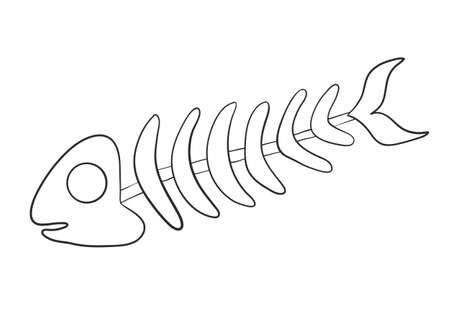 fish skeleton. sealife. Line style isolated on white background. vector illustrationのイラスト素材