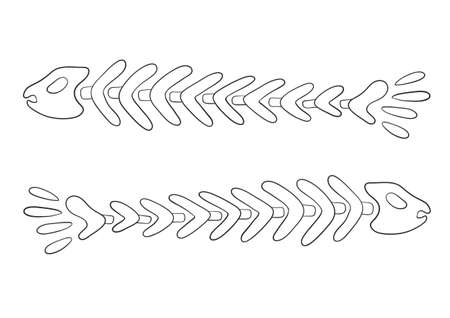fish skeleton. sealife. Line style isolated on white background vector illustration