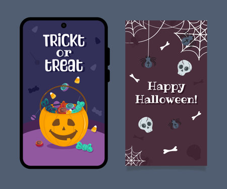 Halloween. Set of templates for social networks. Banner, postcard, etc. vector illustrationのイラスト素材