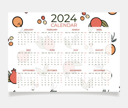 Calendar for 2024. A4 format. Vector illustrationのイラスト素材