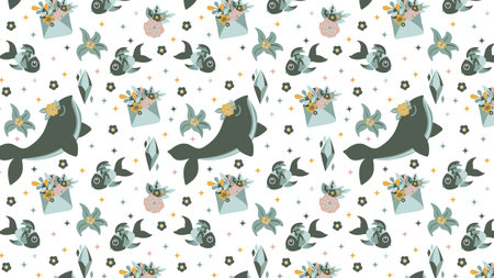 Children's seamless pattern in boho style. Vector illustrationのイラスト素材