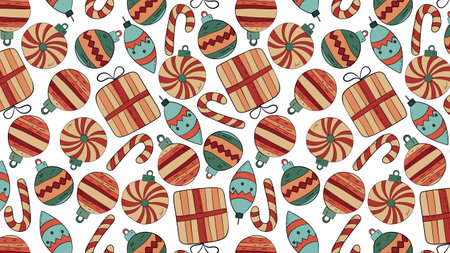 Seamless Christmas or New Year pattern Gift paper or fabric printのイラスト素材