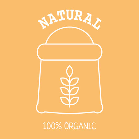 Simple bakery logo. Linear icon with bag of flourのイラスト素材