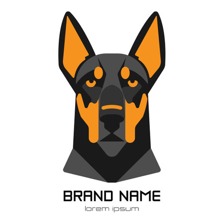 Doberman head logo in flat style. Vector illustrationのイラスト素材