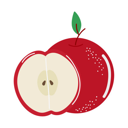 Red apple isolated on white background. Vector illustration in flat style.のイラスト素材