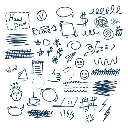 Set of hand drawn doodle elements for your design. Vector illustration.のイラスト素材