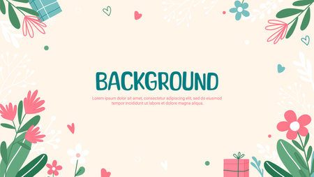 Cute Floral Background with Place for Text. Vector Illustrationのイラスト素材
