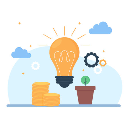 Illustration symbolizing a bright idea for business growth and profitのイラスト素材