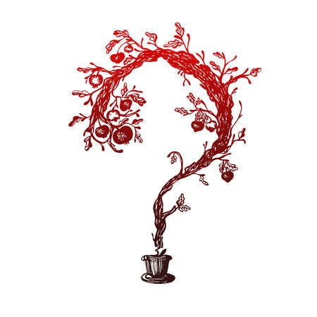 Apple tree and the forbidden fruit. Vector illustration.のイラスト素材