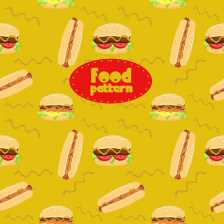 Elegance seamless fast food pattern. Vector illustration.のイラスト素材