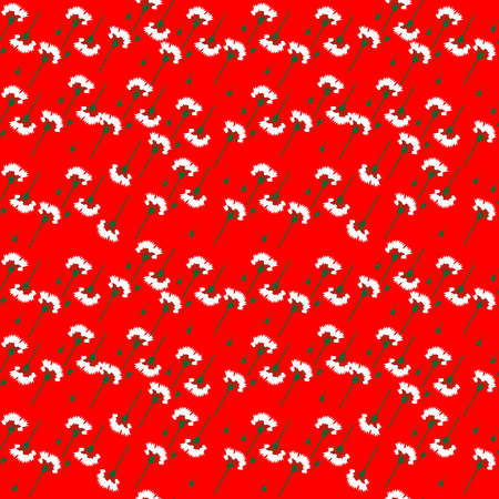 Seamless japanese floral pattern on a red background. Vector illustration.のイラスト素材