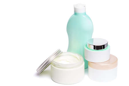 Skin care products on white backgroundの写真素材