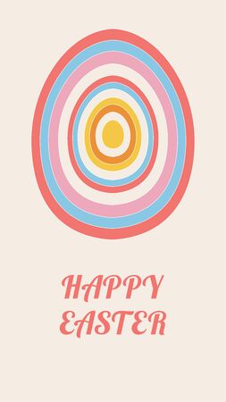 Happy easter. Holiday greeting postcard with 3d colorful paper cut egg. Postcard, card, banner, poster template. Vector stock illustration.のイラスト素材