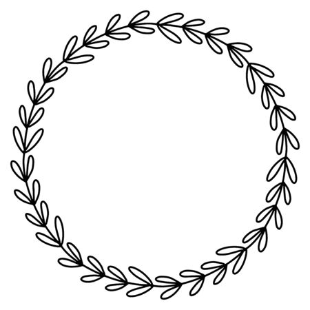 Abstract doodle floral frame. From Leaves and flowers isolated on white background.のイラスト素材