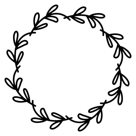 Abstract doodle floral frame. From Leaves and flowers isolated on white background.のイラスト素材