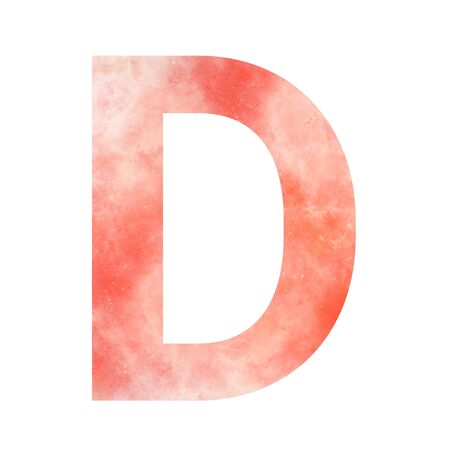 Orange space alphabet. Capital letter D. Digital art. Isolated on white. Stock illustration.の写真素材