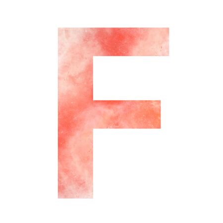 Orange space alphabet. Capital letter F. Digital art. Isolated on white. Stock illustration.の写真素材