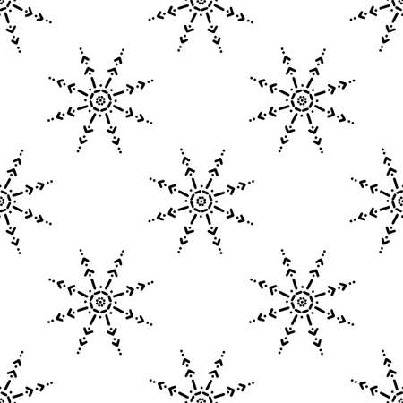 Seamless pattern made from doodle abstract snowflakes. Isolated on white. Vector stock illustration.のイラスト素材
