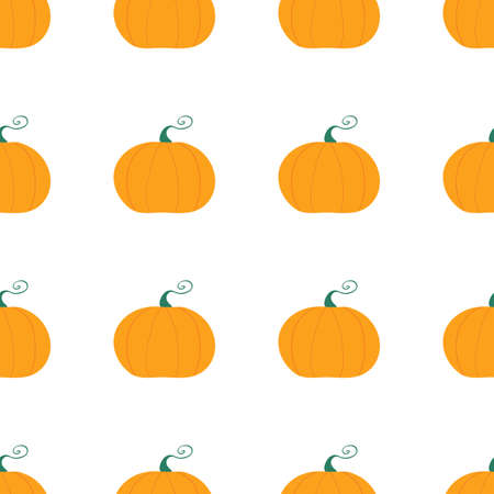Pumpkin seamless pattern. Harvest concept. Isolated on white. Vector stock illustration.のイラスト素材