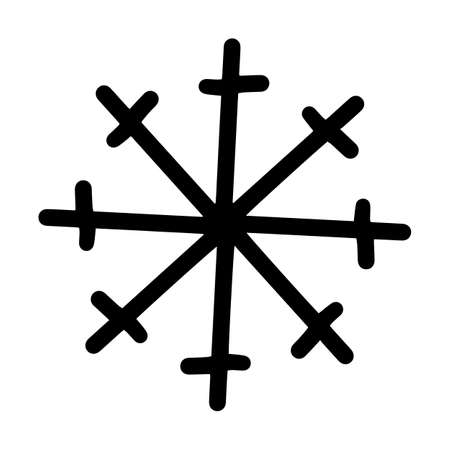 Hand drawn snowflake icon. Isolated on white background.のイラスト素材