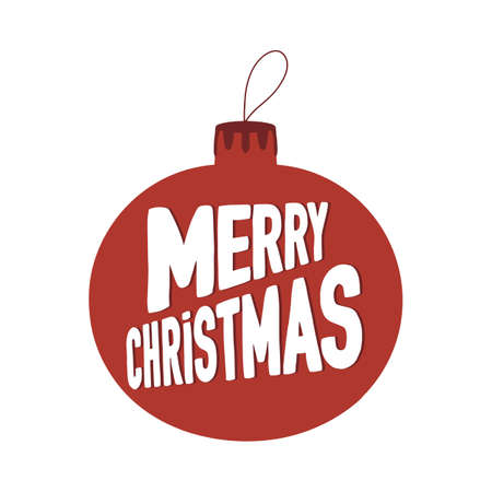 Hand drawn Christmas tree ball icon with Merry Christmas lettering inside. Isolated on a white background.のイラスト素材