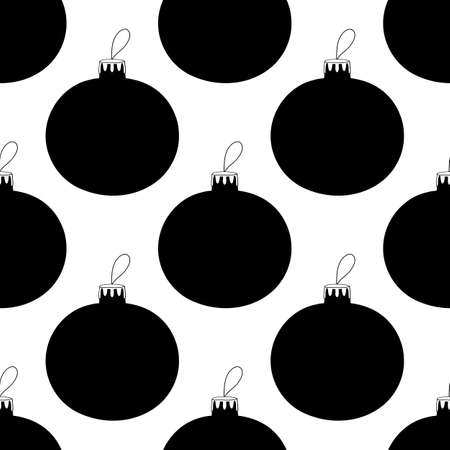 Seamless pattern made from hand drawn Christmas tree ball. Isolated on white background.のイラスト素材