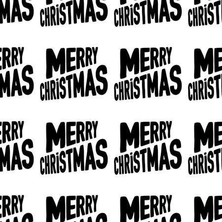Seamless pattern made from Merry Christmas lettering. Isolated on white background. Vector stock illustration.のイラスト素材