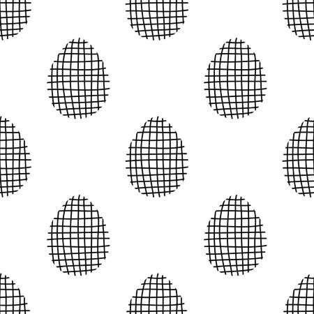 Seamless pattern made from hand drawn Easter eggs illustration. Isolated on a white background.のイラスト素材