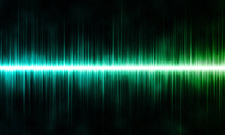 Green abstract sound waves on black backgroundの写真素材