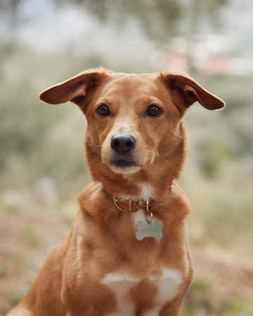 Dog portrait outdoors in natureの写真素材